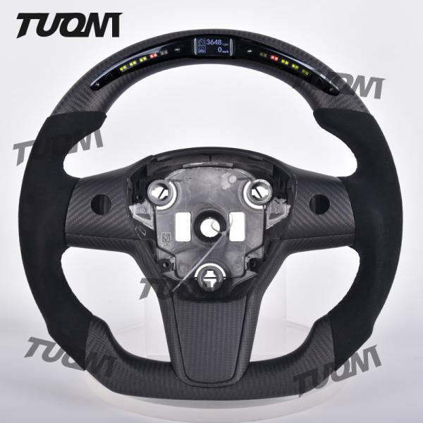 Heat Resistant Carbon Fiber Tesla Model3 ModelY Steering Wheel Rounded Universal