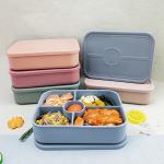 Silicone Lunch Container with Leakproof Lids, Silicone Bento Box Microwavable