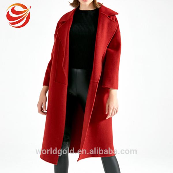 Buy cheap Wool Long Women's Casual Winter Coats , Red Color Female Winter Jacket from wholesalers