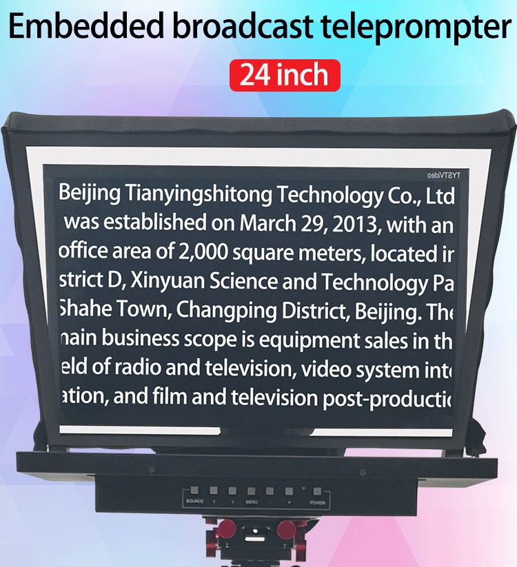 Word and Picture Compatible 24 Inch Single Screen Teleprompter for Studio Presentation