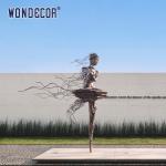 Large metal art decoration abstract hollow silk thread ballet dancer copper