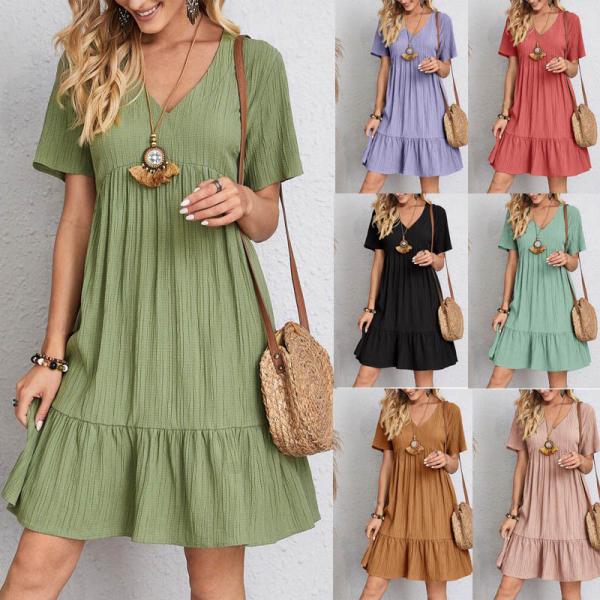 Buy cheap 2023 Summer European and American Female Skirt Loose Casual Short Sleeve Waist Casual Dress from wholesalers