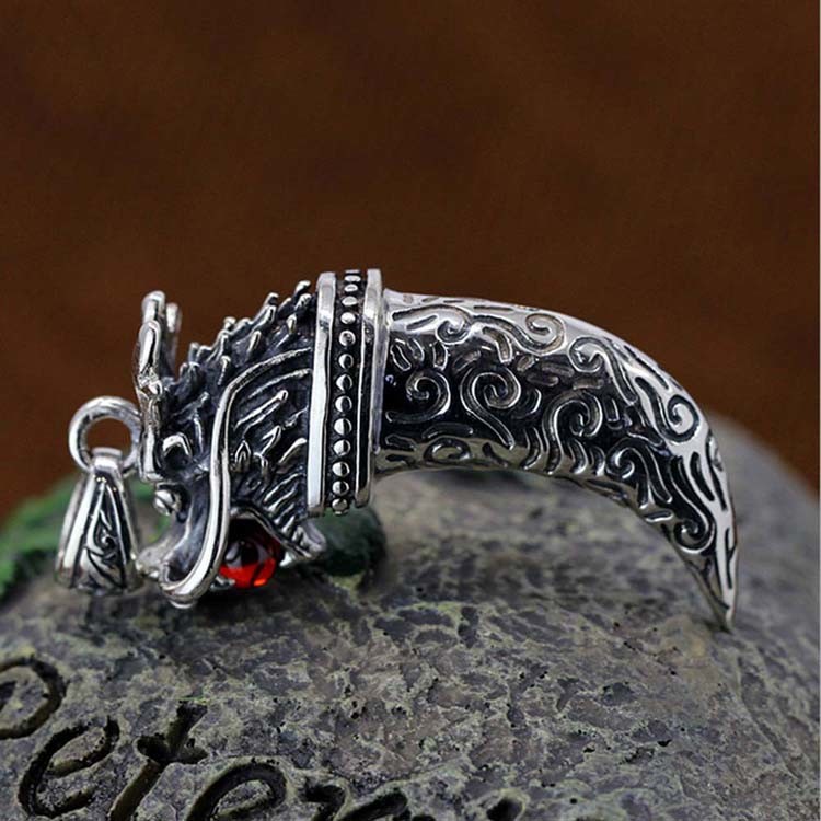 Retro Sterling Silver Necklace with Dragon Pendant for Mens Jewelry(XH051823W)