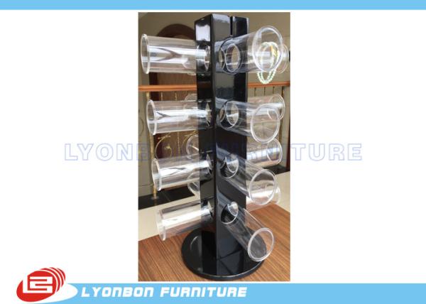Buy cheap Rotated Glossy Black Bracelet Hanging Display Rack With Round Acrylic Hangers from wholesalers