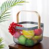 Buy cheap Household 5L White Wire Storage Basket With Wooden Handle 5KG Load from wholesalers