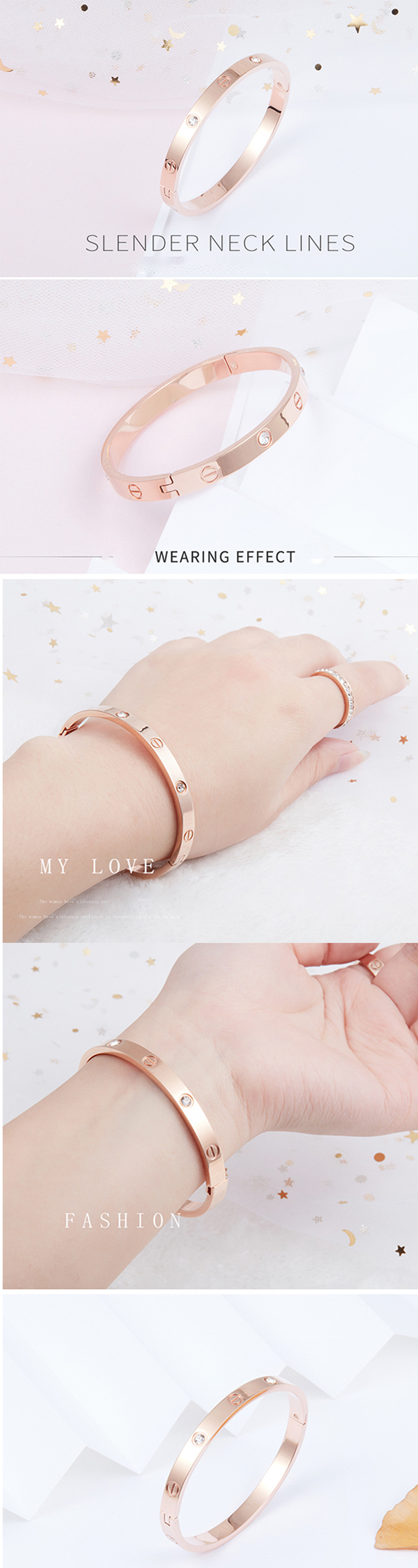 Endless Inlay Wrist Bangle Bracelet C open Highpolished 20g Weight 60mm
