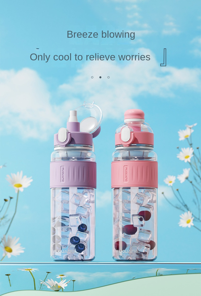 Multiple Color 750ml/1000ml Tritan Plastic Water Bottle With Straw Portable Pop Up Top Water Bottle With Tea Water Separation Non Leakage Easy To