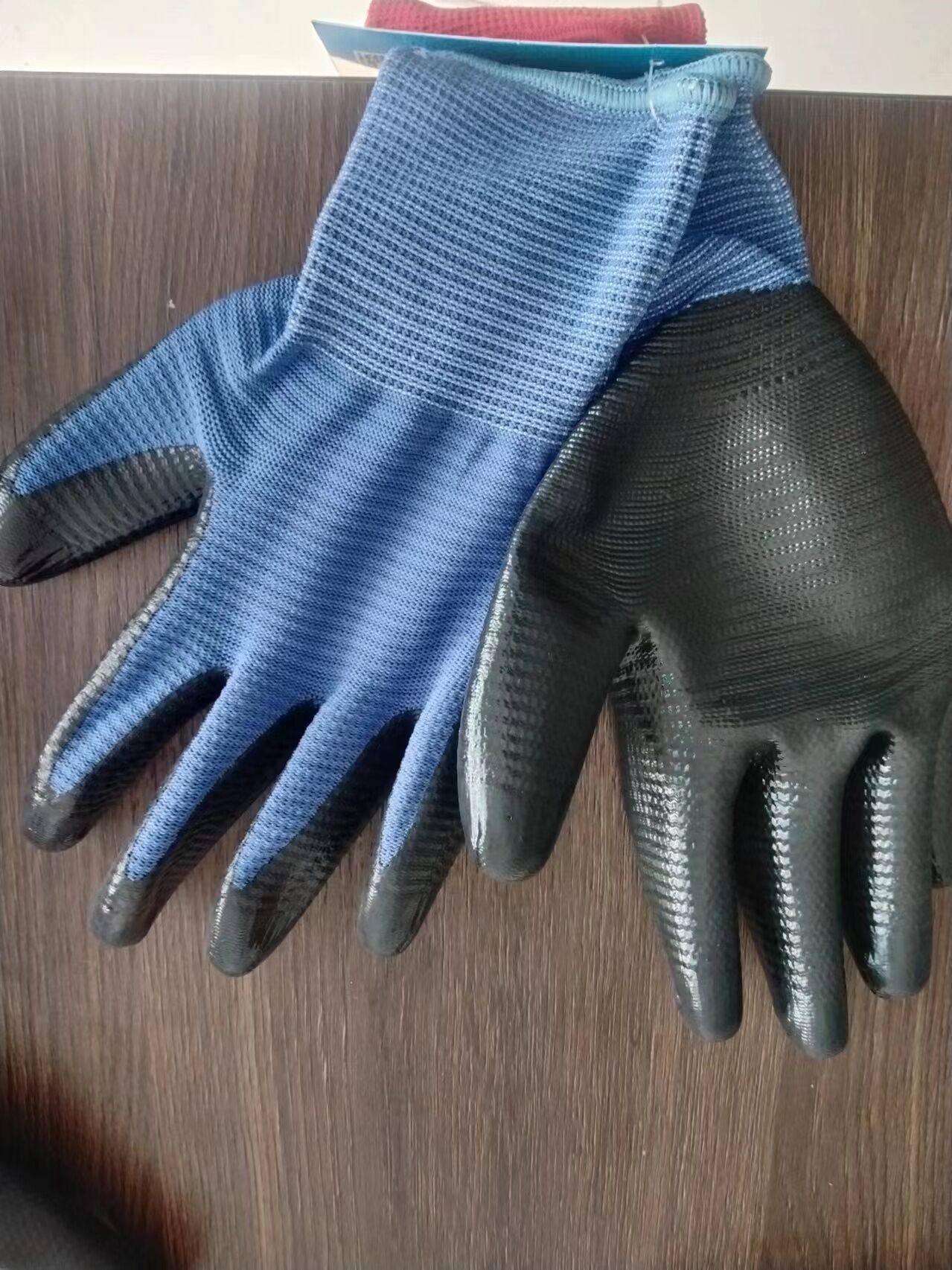 15 Gauge Flex Latex Coated Gloves Blue Nylon Spandex Liner Latex Work Gloves