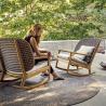 Buy cheap Contemporary PE Rattan Chairs Teak Wood Rocking Chair Set Outdoor Customized Furniture from wholesalers