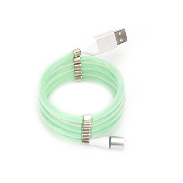 Buy cheap Pogo Pin LED Lighting Luminous USB Magnetic Charging Cable Coiled Rope 100cm from wholesalers