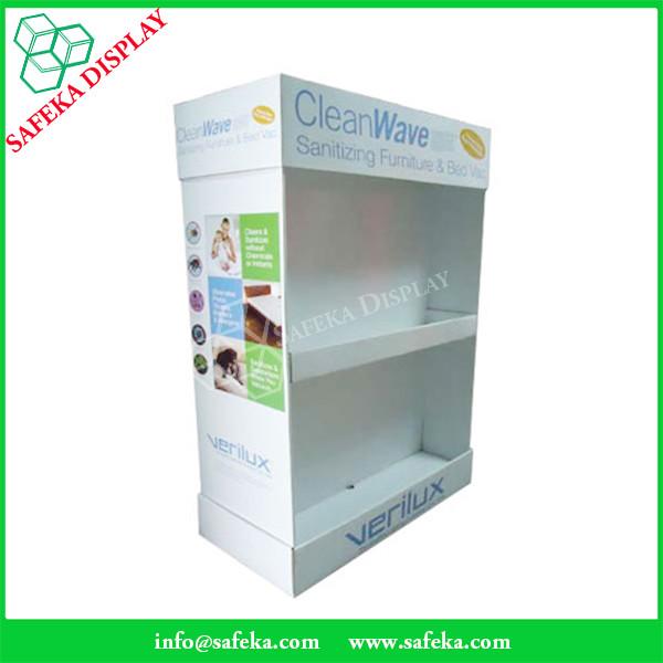 2 tier printing supermarket floor display stand corrugated health products