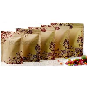 Buy cheap 100% Food Grade Customized Recyclable Eco Zipper Eight Side Sealed Biodegradable Paper Bag For Food Packing, Brown kraft product