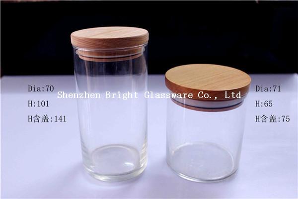 Buy cheap blown glass candle holder with wooden lid, hurricane glass from wholesalers