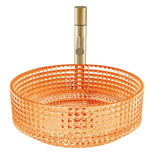 Buy cheap Oranger Color Crystal Glass Wash Basin Decorated Vessel Countertop Bathroom Sink from wholesalers