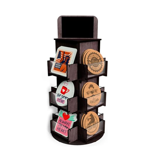 Buy cheap Custom Rotating Stickers Display Rack Countertop Wood Acrylic Display Stand from wholesalers