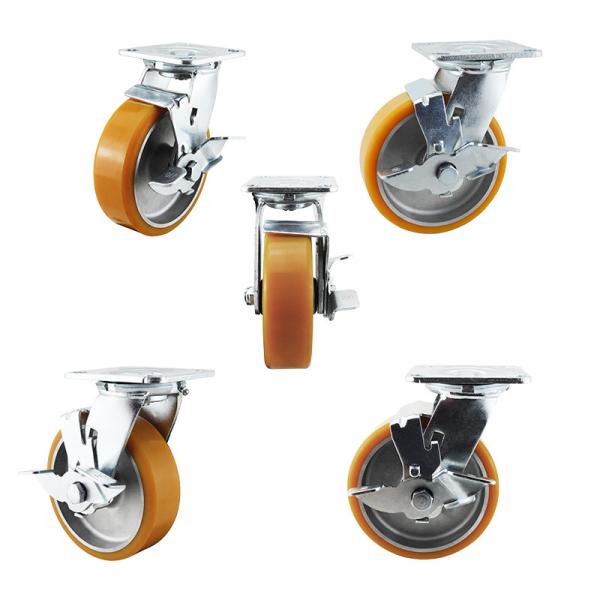 Buy cheap YLcaster Offers 200kg Yellow PU Wheel Aluminium Core Plate Swivel Side Brake Heavy Duty Casters from wholesalers