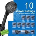 Bathroom 10 Sprays Detachable Matte Black Handheld Shower Head