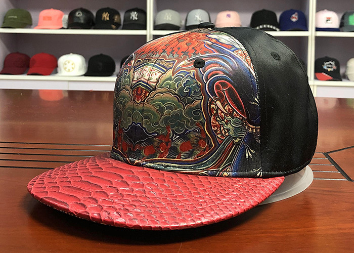 Chinese style Customized Design printing phoenix logo scale flat bill Sports Snapback Hats Caps