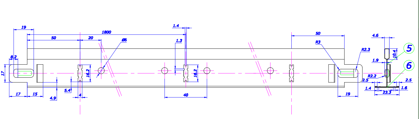 Punching part of main runner T gird 