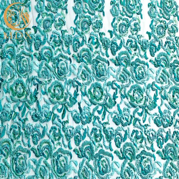 Buy cheap ODM Mint Green Handmade Lace Fabric With Beads 135Cm Width from wholesalers
