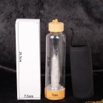 Round Glass Water Bottle With Natural Crystal Gemstone Center Elixir Crystal