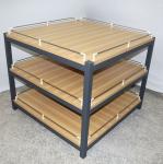 Anti Rust Retail Store Iron Promotion Wooden Display Rack With Barrier / Wood