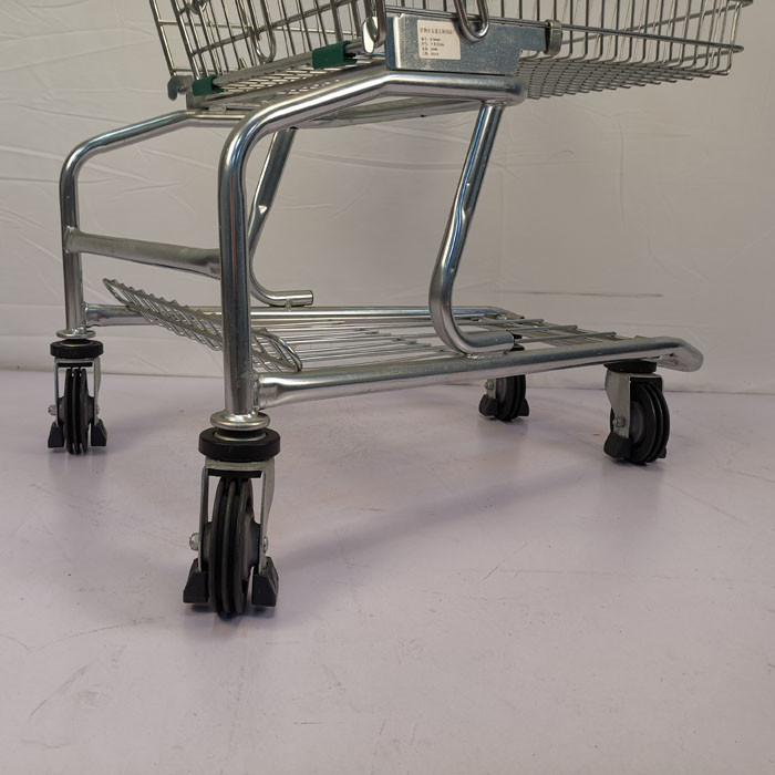 100L American Style Steel Shopping Cart Chain Store Shopping Cart With Elevator Wheels