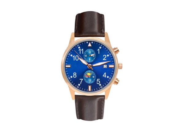 Buy cheap Hardened Glass Leather Wristband Watch , Quartz Stainless Steel Watch 10ATM from wholesalers
