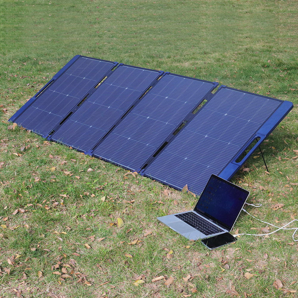 280W Power Black Foldable Solar Panels For Portable Camping And Outdoor Power Supply