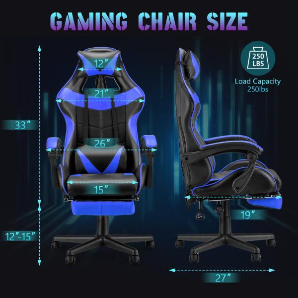 Direct Adjustable Height Gaming Chair with Leather Material Headrest and Lumbar Support