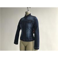 Buy cheap Womens Dark Wash Denim Jacket , Zip Through Ladies Trucker Jacket TW76740 product