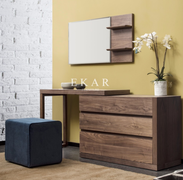 Modern New Design Bedroom Desk Solid Wood Simple Multifunctional Dressing Table With Folding Mirror FL-W018