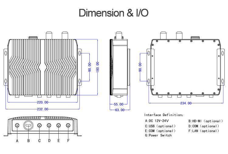 Fanless IP69K Industrial Embedded Computer , Aluminium Alloy 8th Rugged Mini Pc