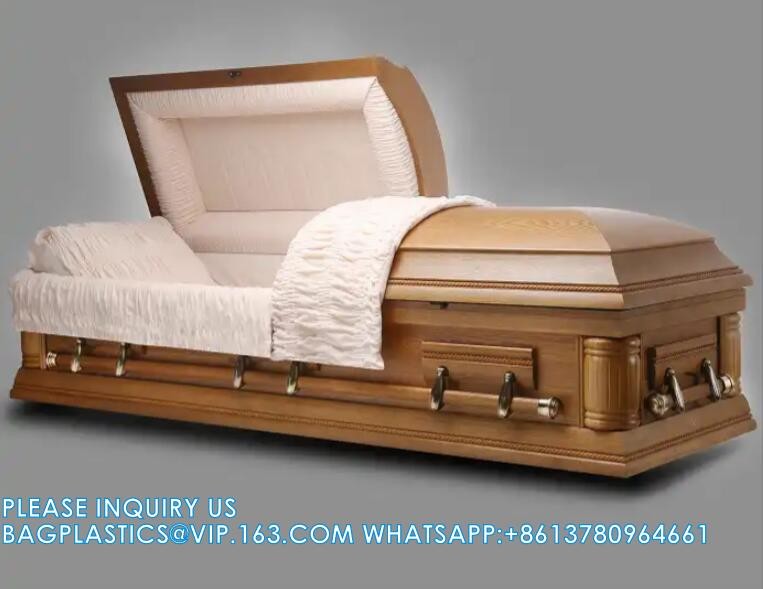 Caskets Cambridge Mahogany Funeral Casket With Almond Velvet Interior - Solid Mahogany Wood