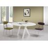 Buy cheap Super White Painted Tempered Glass Dining Table Dia 1.5 Meter Streamlined Legs from wholesalers