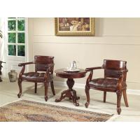 Buy cheap Red Brown Antique Classic Leather Armchair Golden Velvet Solid Wood Leisure Arm product