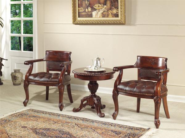 Buy cheap Red Brown Antique Classic Leather Armchair Golden Velvet Solid Wood Leisure Arm Chair from wholesalers