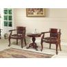 Buy cheap Red Brown Antique Classic Leather Armchair Golden Velvet Solid Wood Leisure Arm Chair from wholesalers