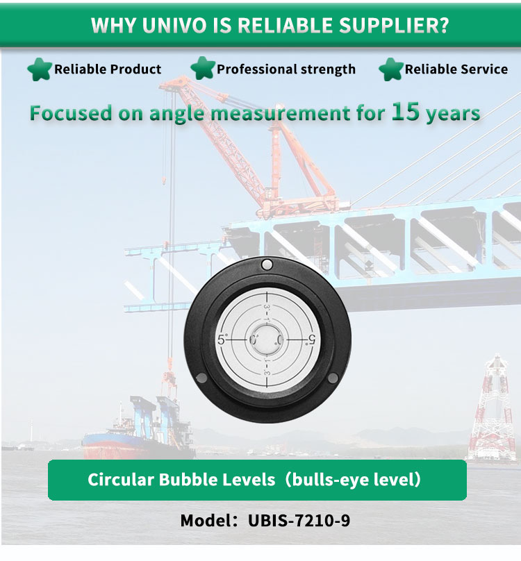 Anodized Black Aluminum UBIS-7210-9 UNIVO Bulls-Eye Circular Bubble Inclinometer