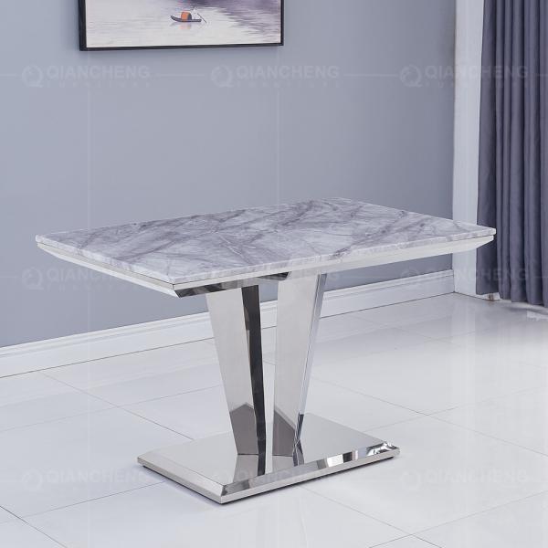 Small Rectangle 130x90x75cm SS Dining Tables Artifial Grey Marble Top For