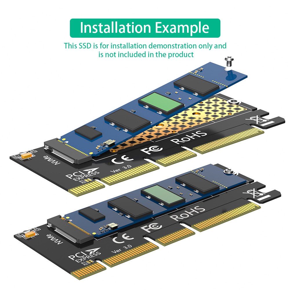 NVMe Adapter M.2 PCIe SSD to PCI-e x4 / x8 / x16 Converter Card for M.2 (M Key) NVMe SSD 2280/2260/2242/2230