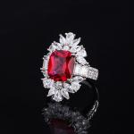 925 Sterling Silver Jewelry Created Emerald Ruby Gemstone Luxury Ring