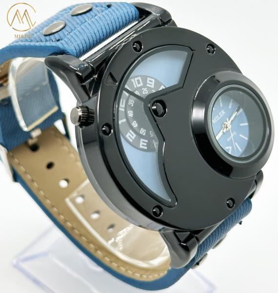 Buy cheap OEM Double Movement Mens Sports Watch With Denim Band Hook Buckle from wholesalers