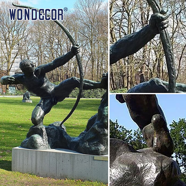 Bronze Sculpture Of Greek Mythological Figure Hercules Archer In Park