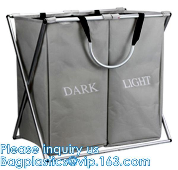 Laundry Bag, Foldable Laundry Sorter Basket, Multi Compartments, Bedroom Clothes
