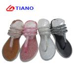 Rhinestone Thong With 3 Strips Sandal Flat Women Outdoor PVC Crystal Sandals