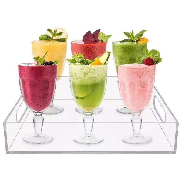 Buy cheap HOT SALE Acrylic Square Storage Tray Home Fruit and Snack Food Tray with Handles Hotel Storage Container from wholesalers