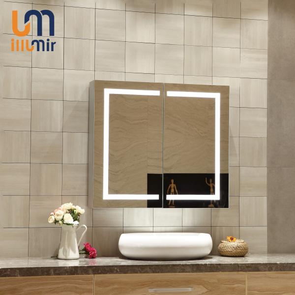 Aluminium LED Light Wall Decor Bathroom Mirror Cabinet with Touch Sensor and LED