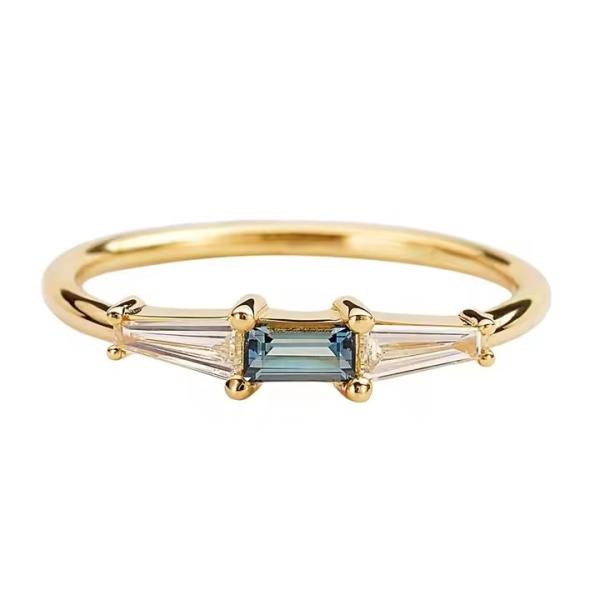 Buy cheap New Arrivals Three Stone CZ Rings White CZ And Tanzanite Real S925 Silver Fine Jewelry 14K 18K Gold Plated For Women from wholesalers