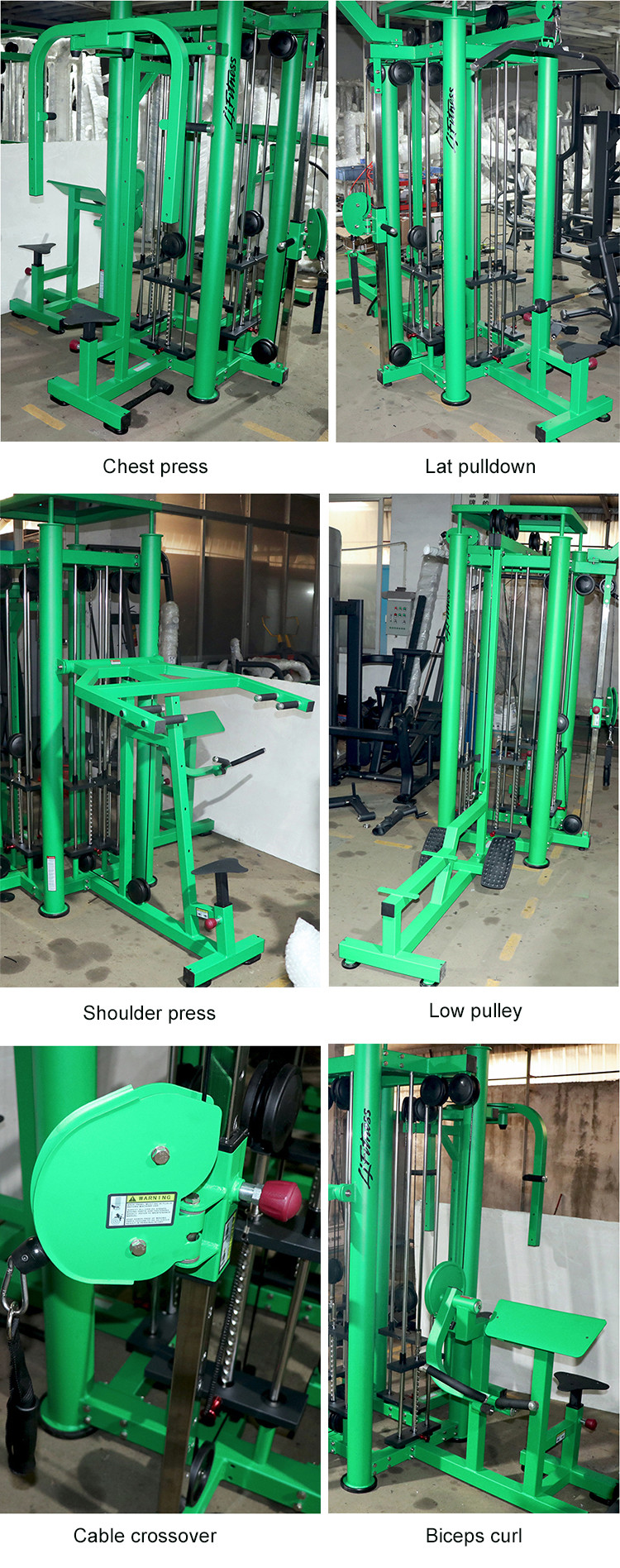 Green Commercial Multi Station Gym Equipment 8 Station Fitness